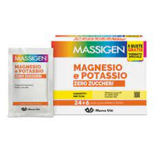 Massigen (SCAD.06/2026) Magnesio e Potassio 24+6 Buste Senza Zucchero