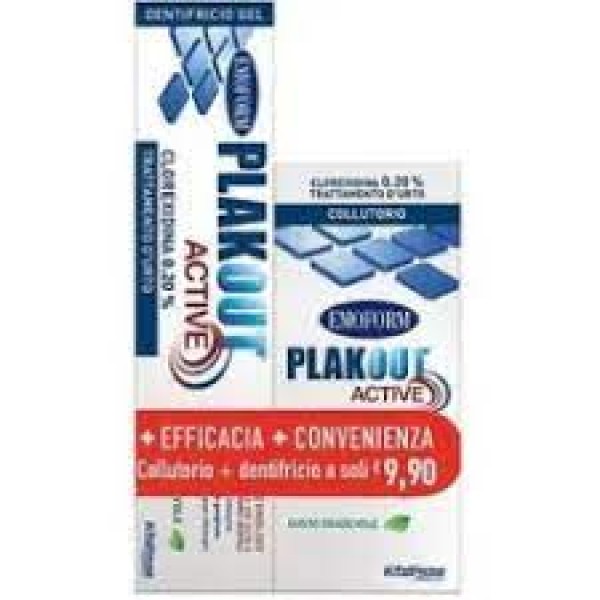 Emoform Plackout Collutorio 0,20% + Dentifricio da 75 ml Con Clorexidina al 0,20%