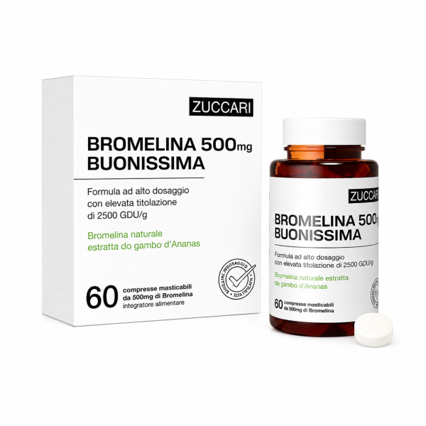 Zuccari Bromelina Buonissima 500 mg 60 compresse masticatili Gusto Ananas 