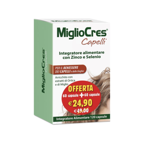 MIglioCres 60+60 capsule Confezioni promo Integratore Capelli (SCAD.05/2027)