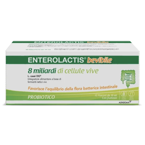 Enterolactis Bevibile 12 Flaconcini (SCAD.04/2026) Integratore a base di fermenti lattici vivi