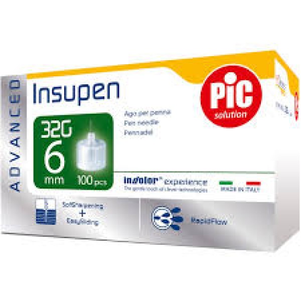 Pic Insupen Advance Ago Penna Insulina G32 mm 6 mm 100 pezzi (SCAD.06/2029)