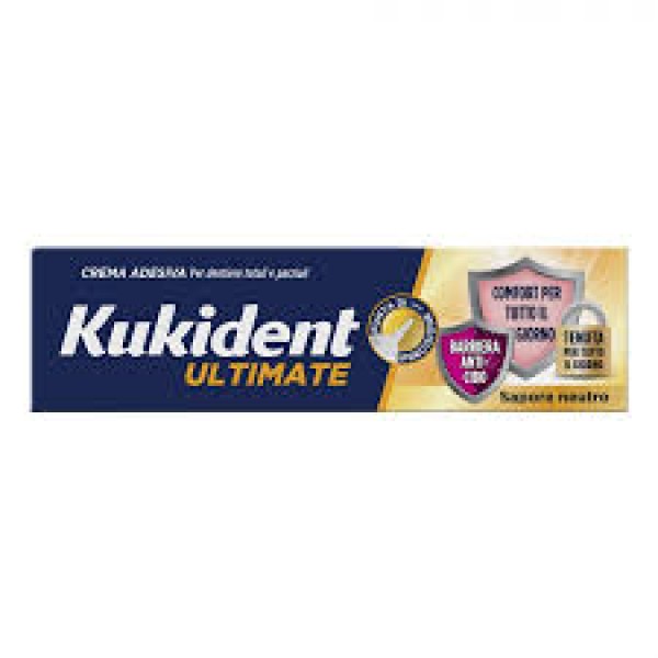 Kukident Ultimate Crema Adesiva per Dentiere Totali e Parziali Gusto Neutro, 40g