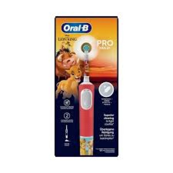  Oral-B Pro Kids Re Leone Spazzolino Elettrico per Bambini dai 3 Anni in su + 1 Testina di Ricambio + 4 Adesivi