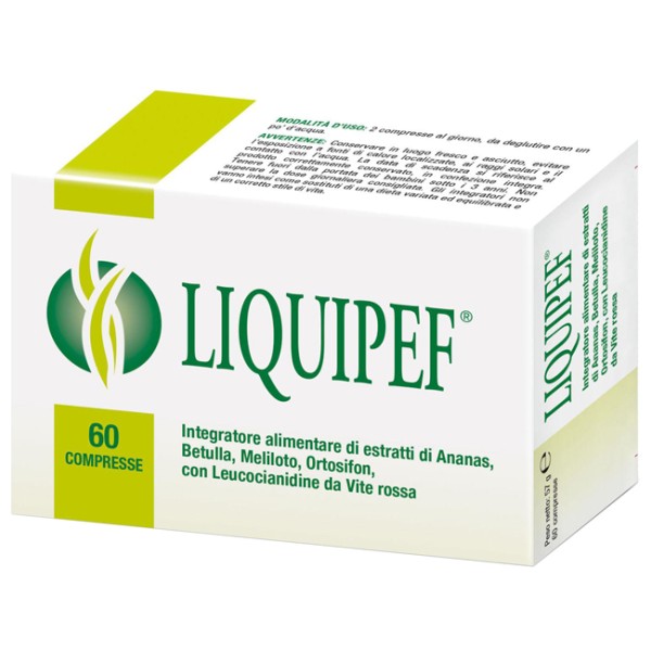 Liquipef  60 Compresse - Integratore Coadiuvante per microcircolo, drenaggio e inestetismi della cellulite