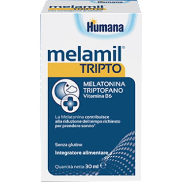 Humana Melamil Tripto 30 ml (SCAD.01/2025) Integratore a base di Melatonina, Triptofano e Vitamina B6