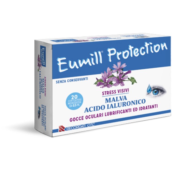 Eumill Protection Stress Visivi 20 Flaconi 0,5 ml (SCAD.12/2024) - Collirio con Malva e Acido Ialuronico