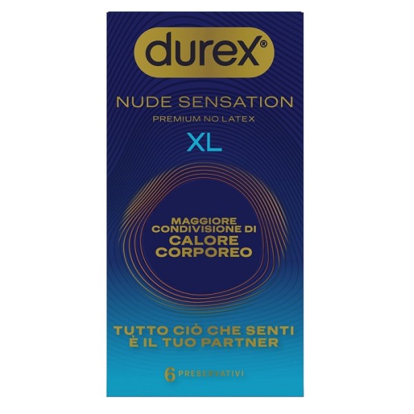 Durex Nude Sensation Preservativi In Nitrile Ultra Sottili Extra Lubrificati XL 6 Pezzi