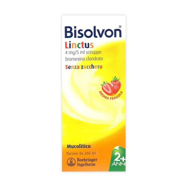 Bisolvon Linctus 200 ml (SCAD.09/2025) Senza Zucchero Gusto fragola 