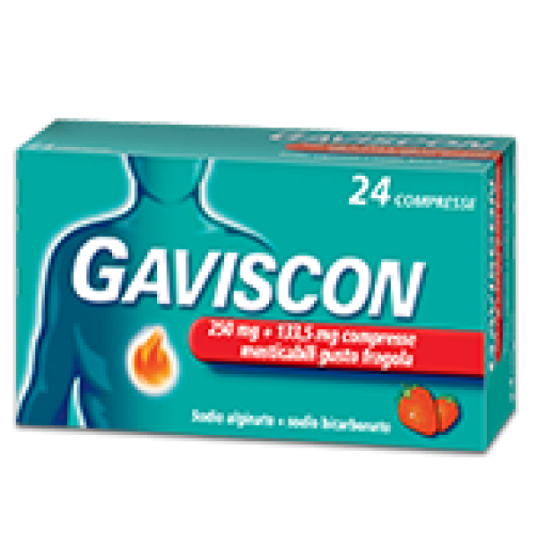 Gaviscon 250+133,5 mg (SCAD.01/2025) 24 Compresse Gusto Fragola