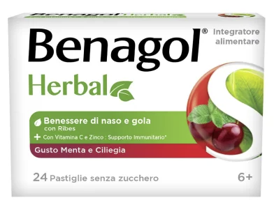 BENAGOL HERBAL MENTA E CILIEGIA 24 PAST