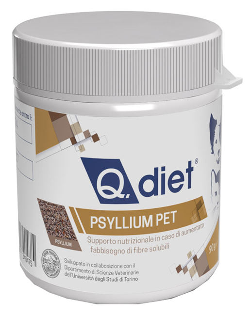 Q Diet Psyllium Pet Polvere 90 g Integratore per Cani e Gatti per la Regolarità Intestinale img